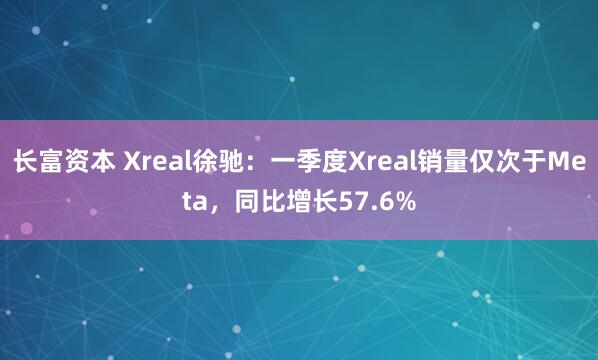 长富资本 Xreal徐驰：一季度Xreal销量仅次于Meta，同比增长57.6%